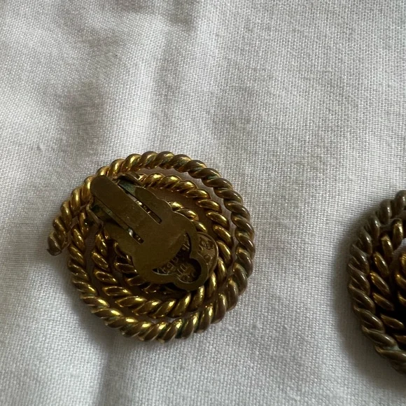 RARE-Vintage Eduard Rambaud Gold Spiral Earrings - Picture 3 of 5